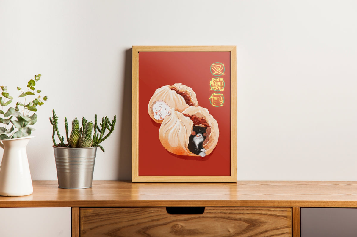 Char Siu Bao Cat Art Print