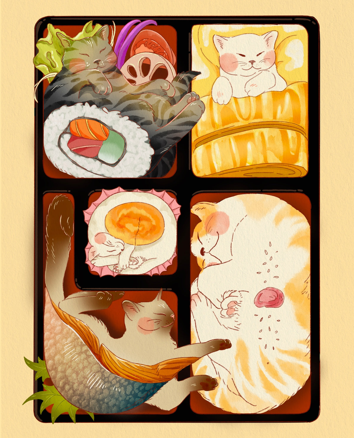 Bento Cats Art Print