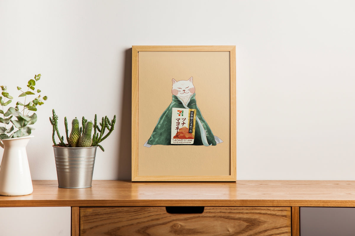 Onigiri Cat Art Print