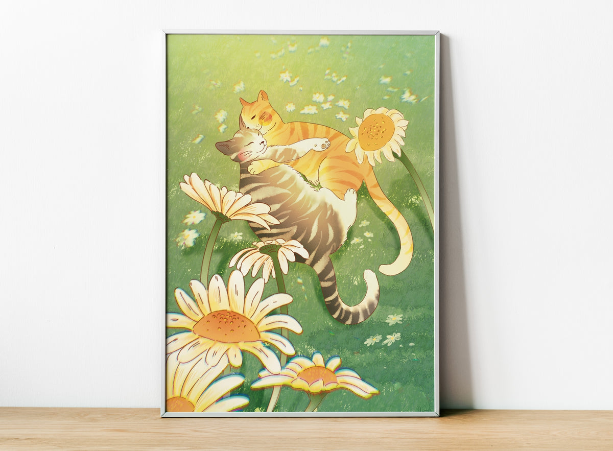 Couple Cats Art Print