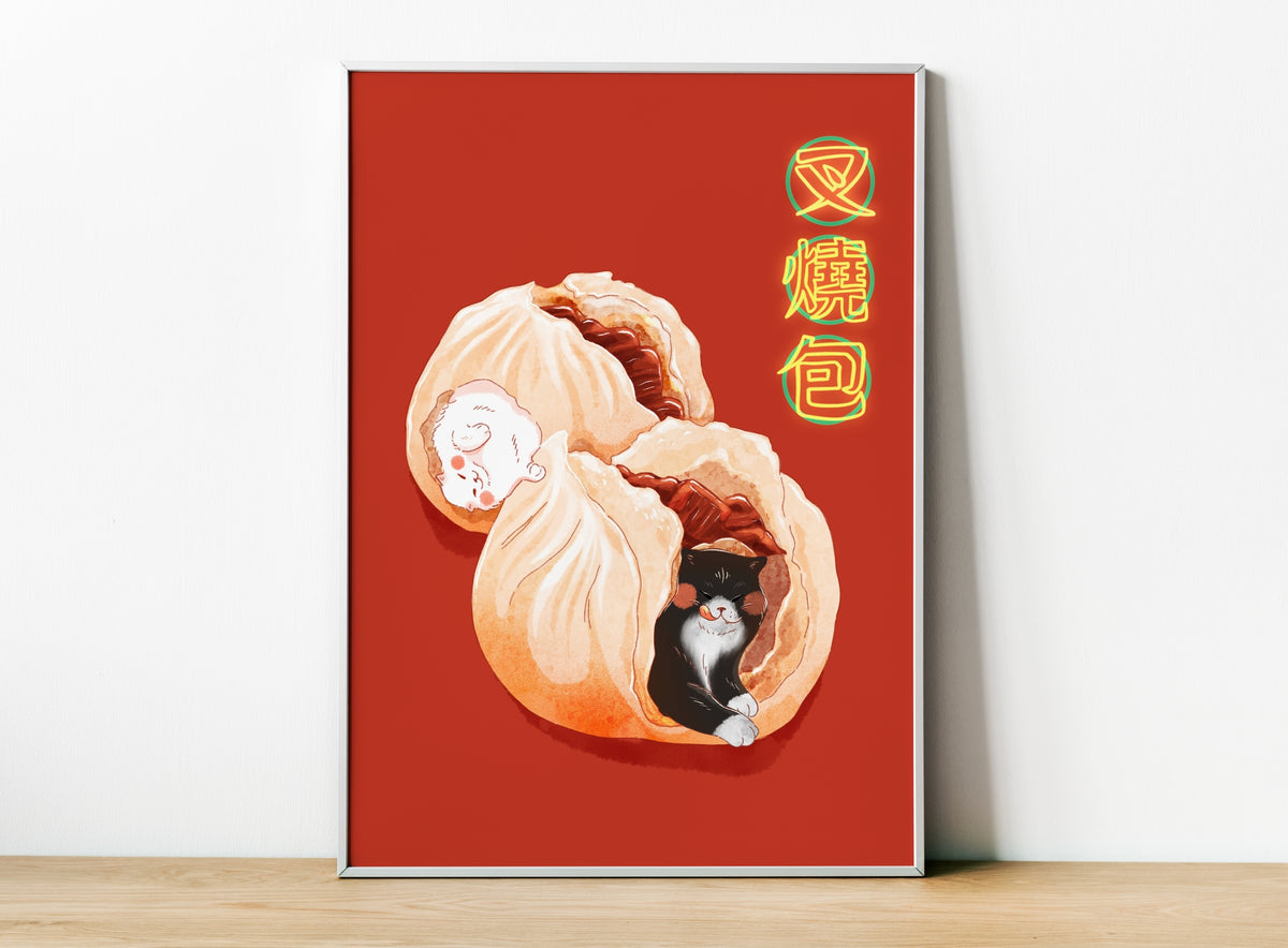 Char Siu Bao Cat Art Print