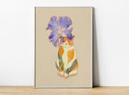 Cat with Iris Umbrella Art Print