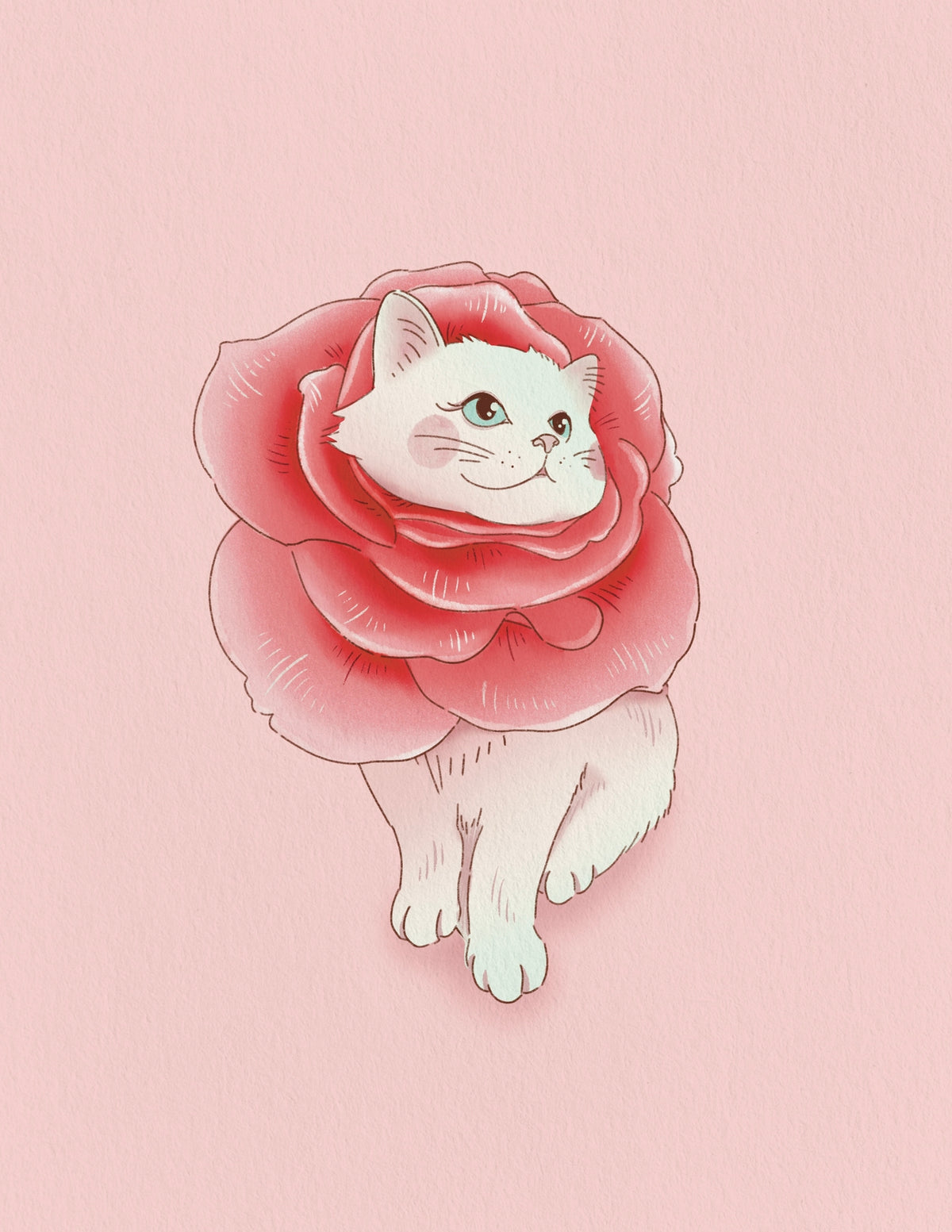 Rose Cat Art Print