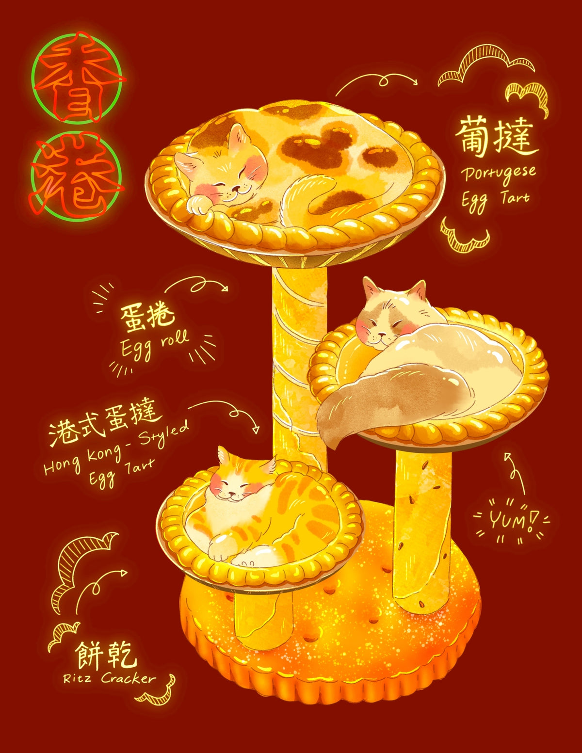 Egg Tart Cat Art Print
