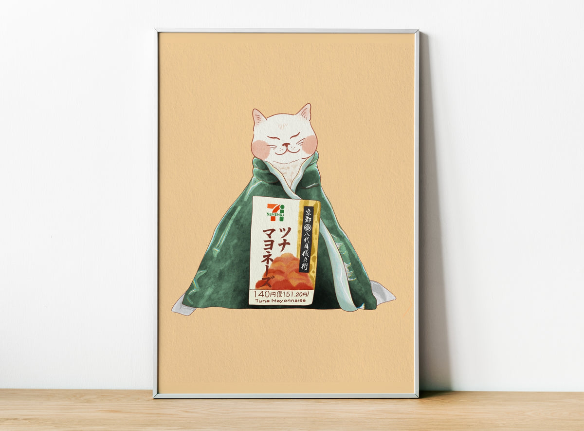 Onigiri Cat Art Print