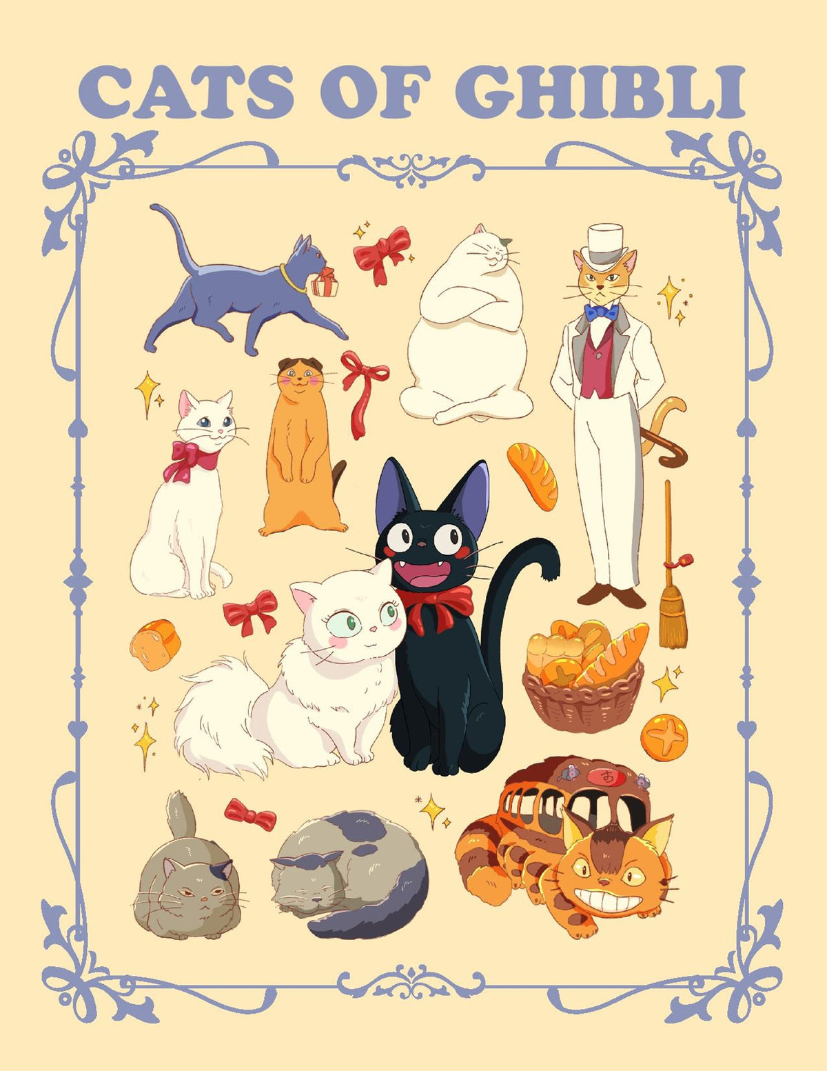 Cats of Ghibli Art Print
