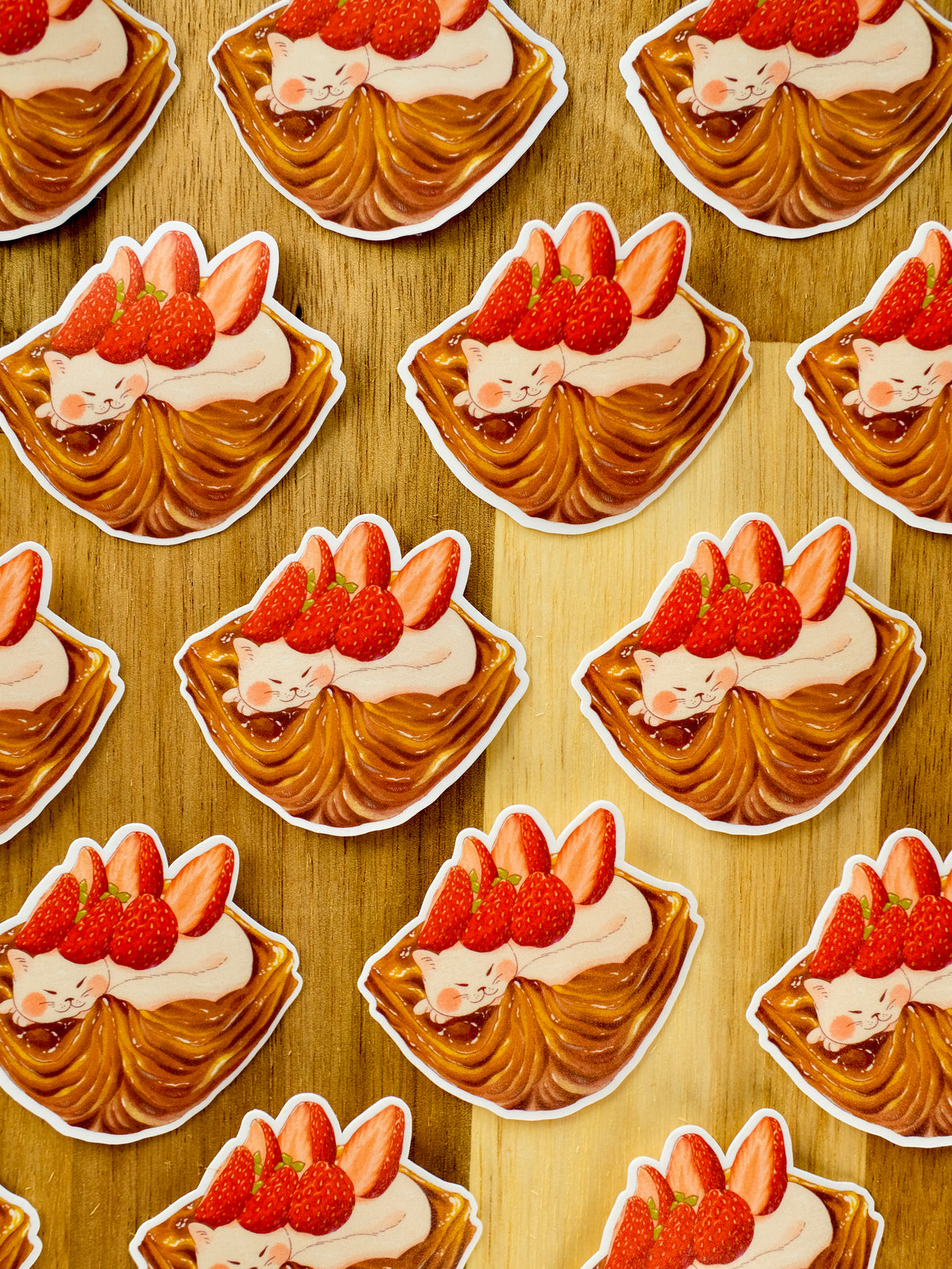 Strawberry Danish Cat Sticker