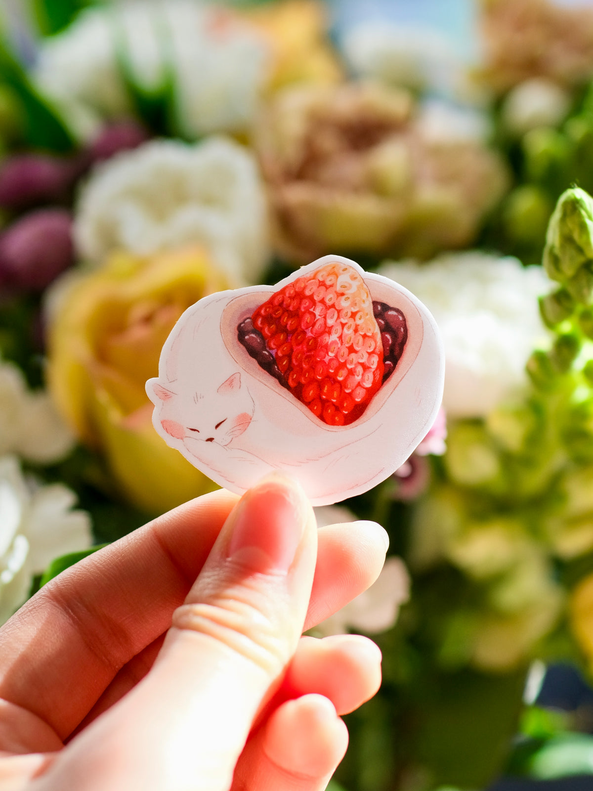 Strawberry Mochi Cat Sticker