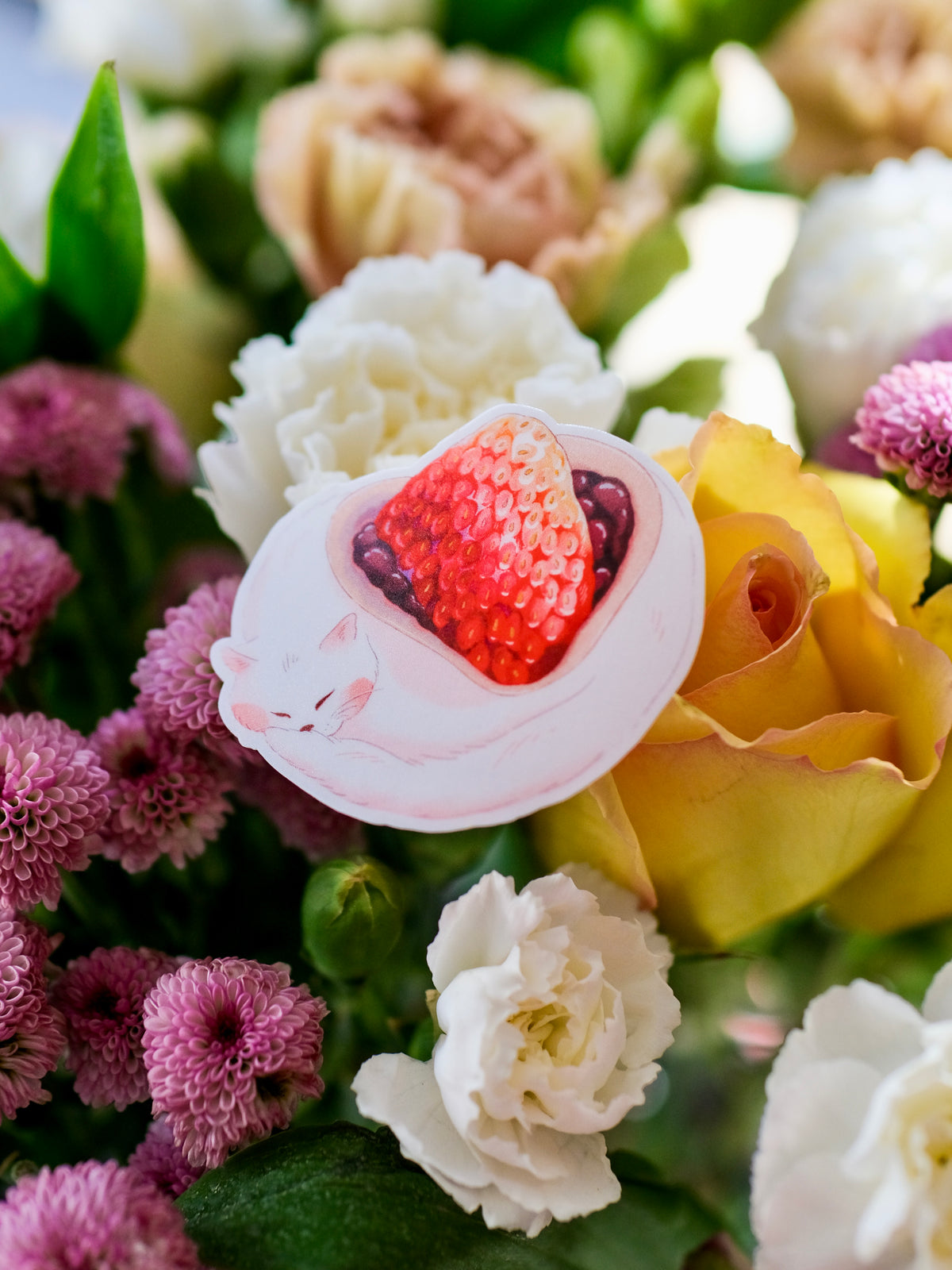 Strawberry Mochi Cat Sticker
