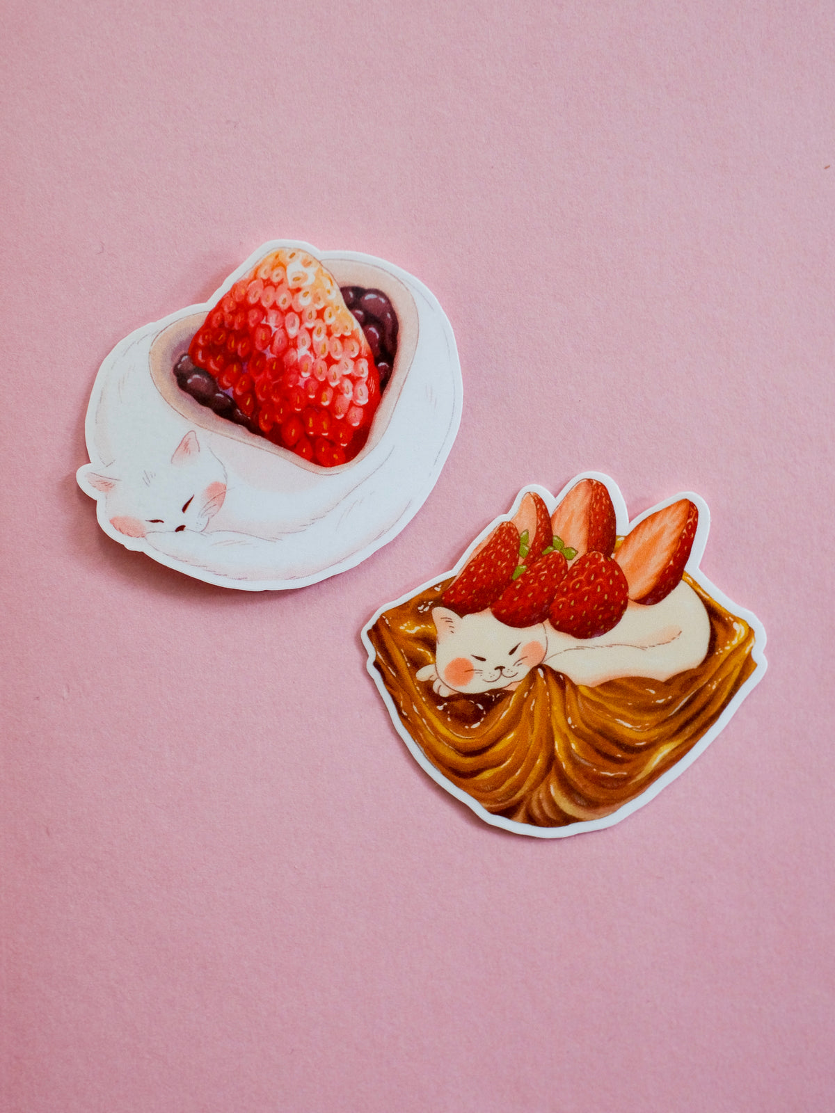 Strawberry Danish Cat Sticker