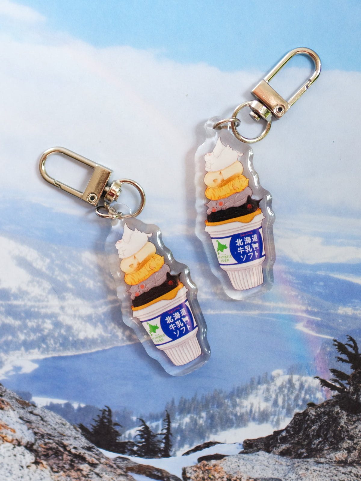 Hokkaido Ice Cream Cat Keychain