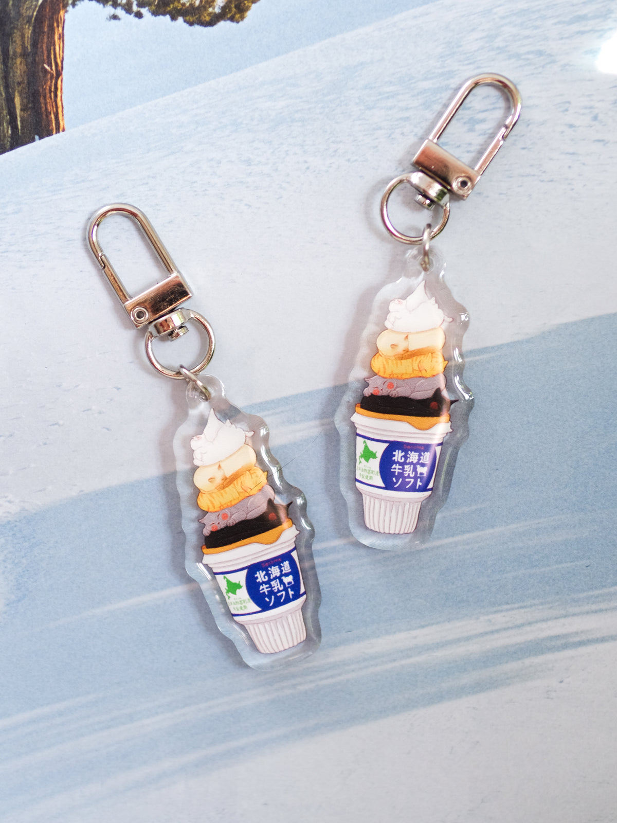Hokkaido Ice Cream Cat Keychain