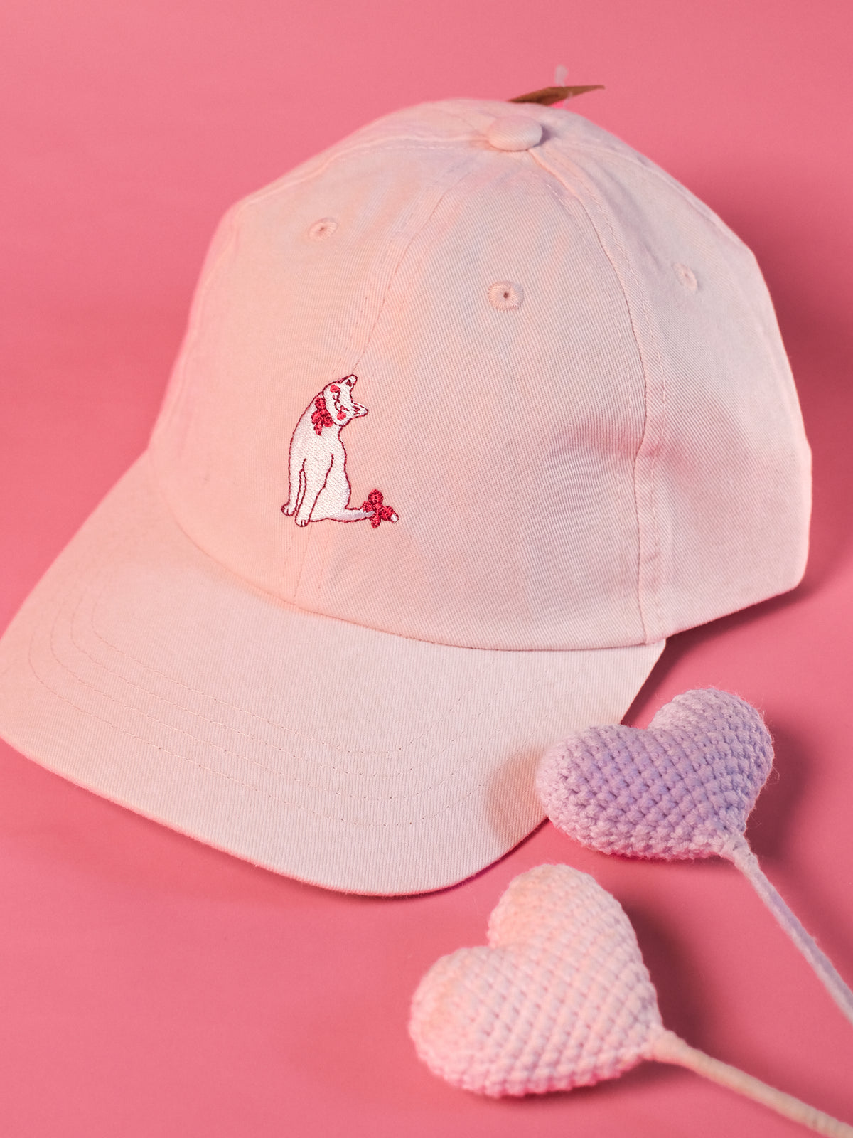 Mindful & Demure Cat | Pastel Pink Hat