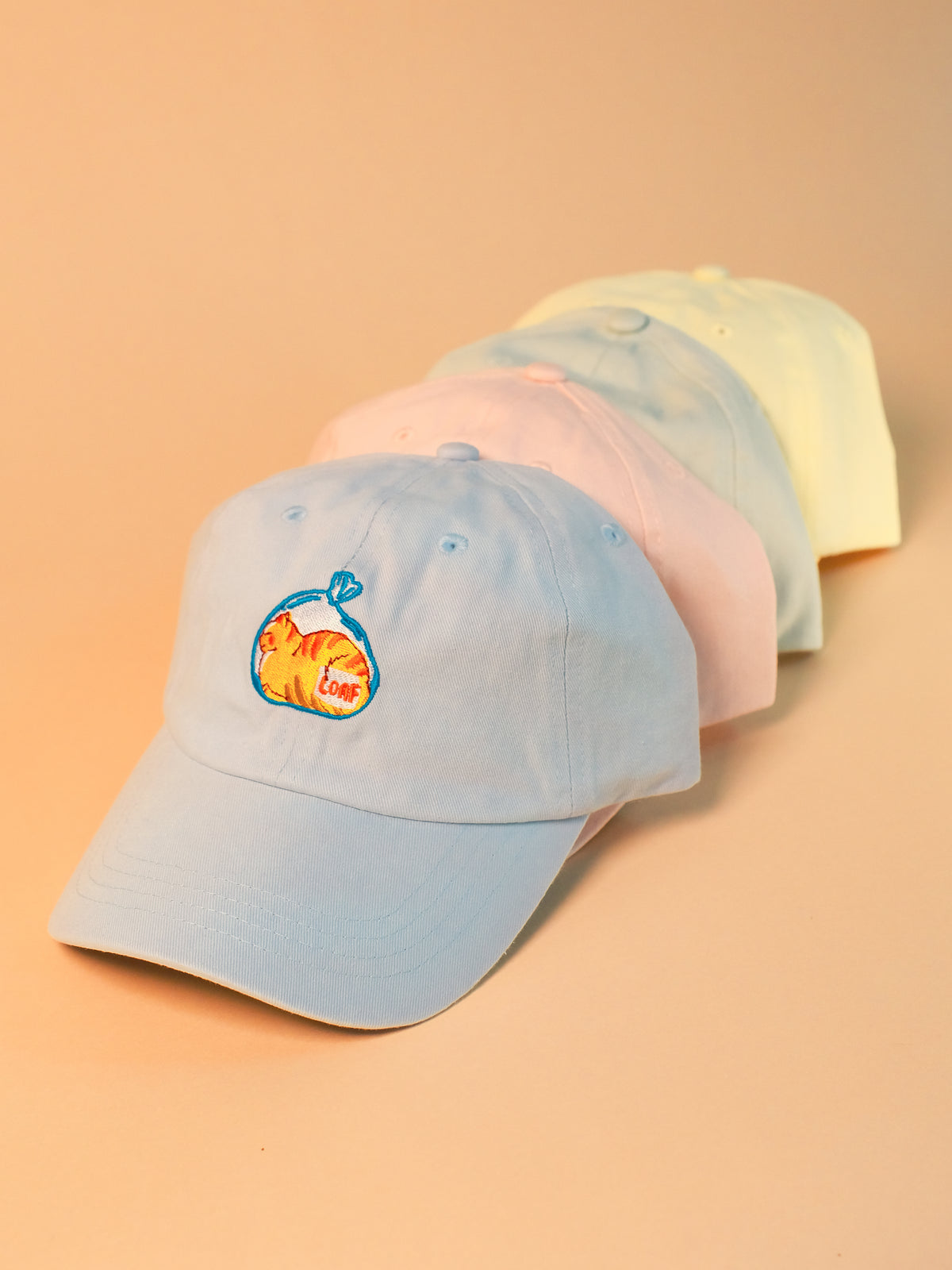 Happy Loafing Cat | Pastel Blue Hat