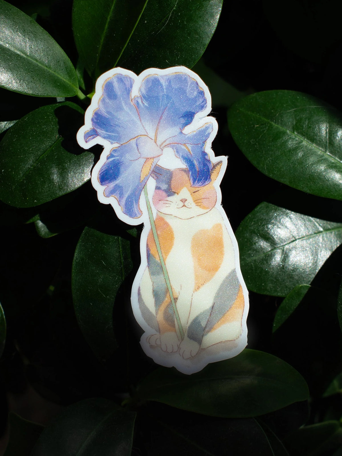 Cat with Iris Umbrella Sticker