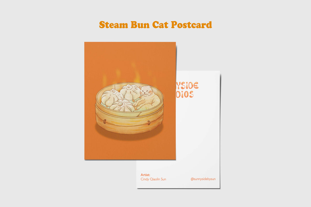 Steam Bun Cat Postcard