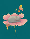 Sleeping Cat Flower Art Print
