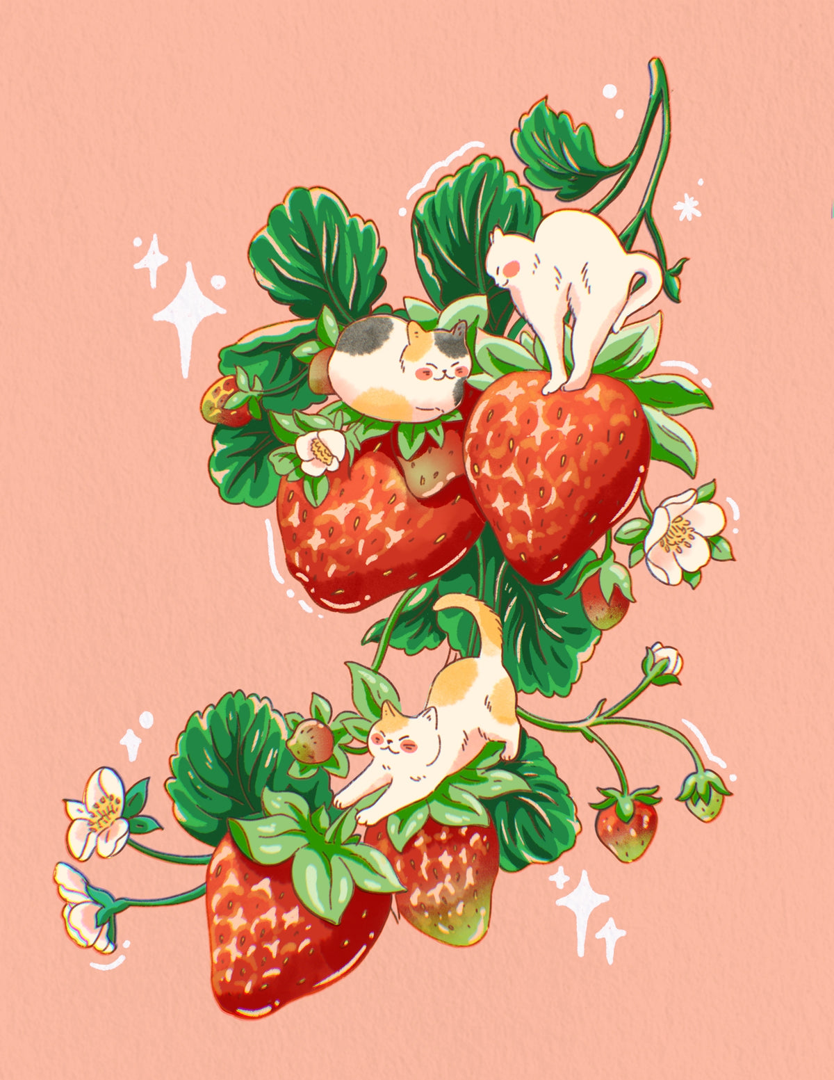 Strawberry Cats Fine Art Print