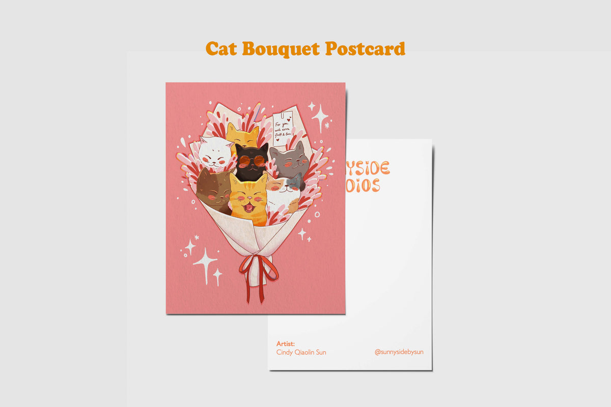 Cat Bouquet Postcard