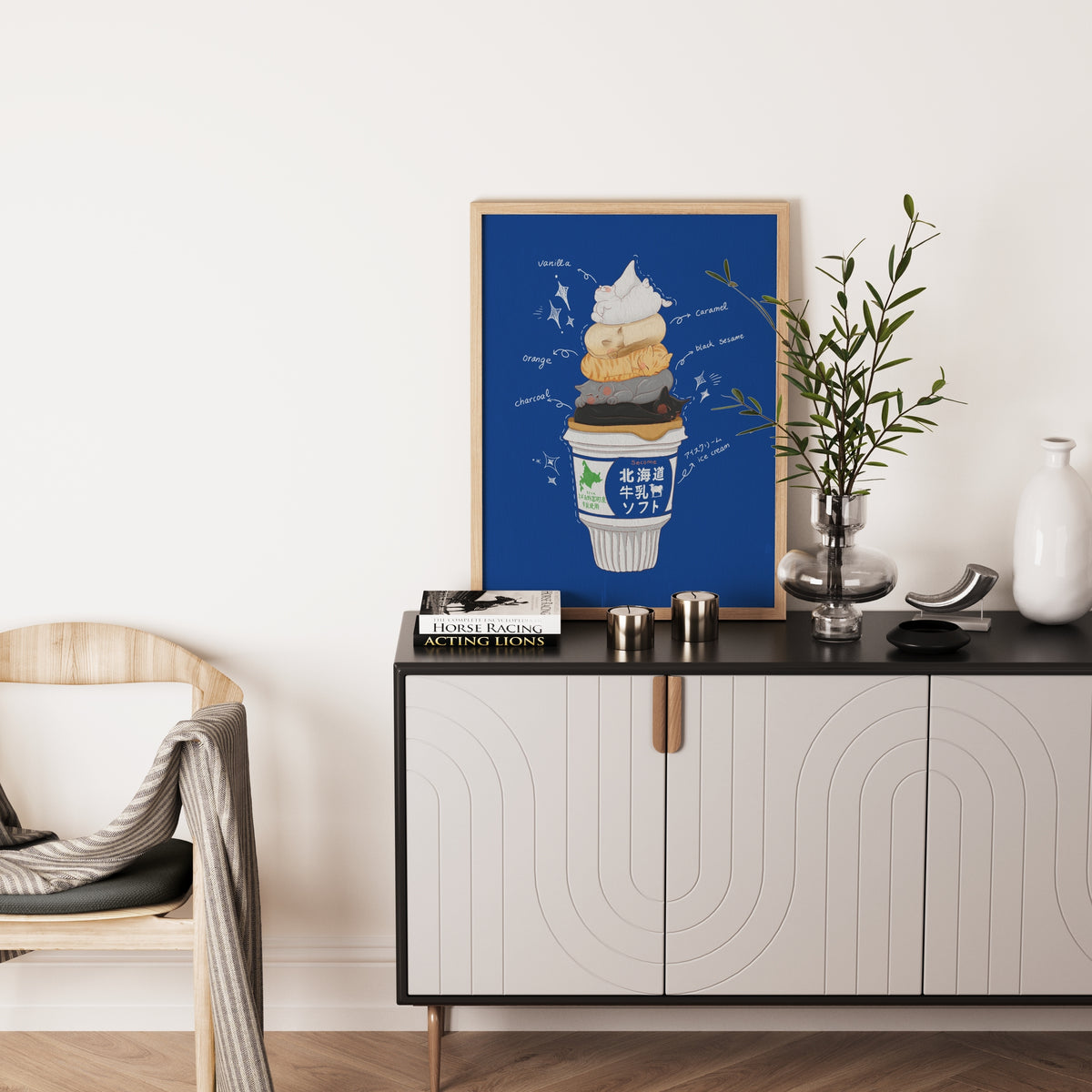 Hokkaido Ice Cream Cat Art Print