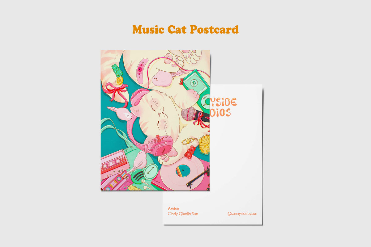 Music Cat Postcard