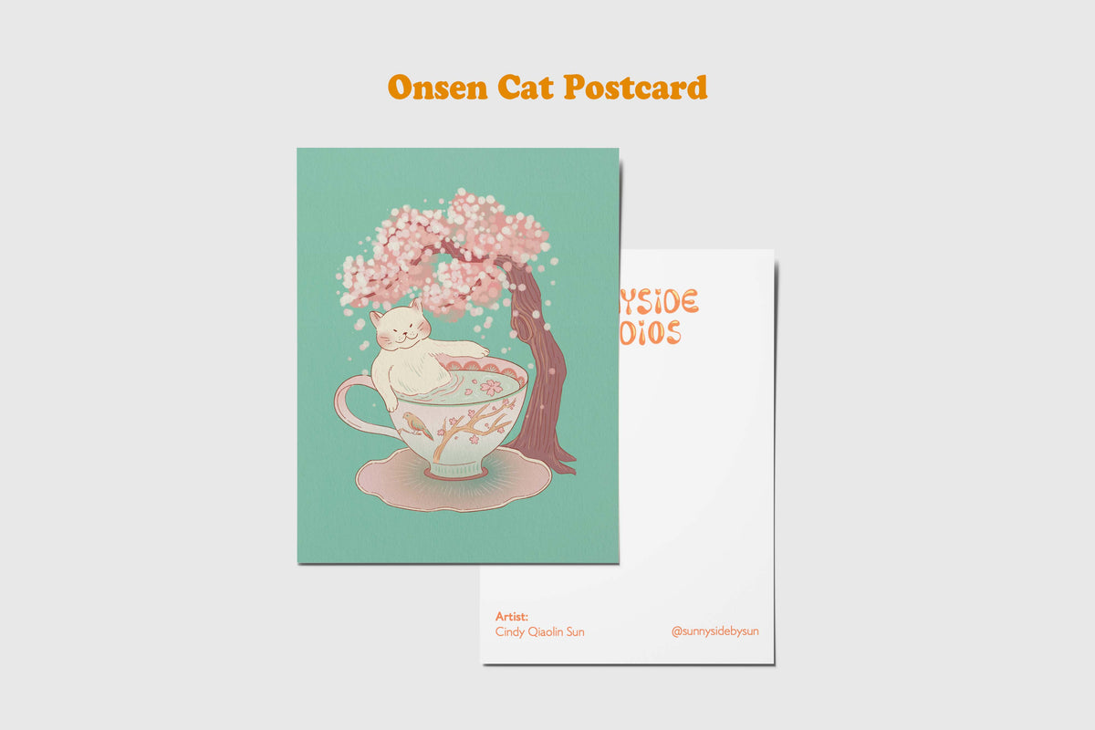 Onsen Cat Postcard